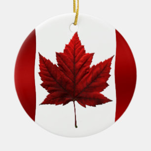 Souvenir för Kanada flaggaprydnad & Kanada gåvor Julgransprydnad Keramik
