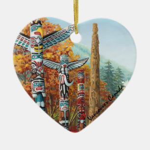 Souvenir för konst för Vancouver TotemPole prydnad Julgransprydnad Keramik
