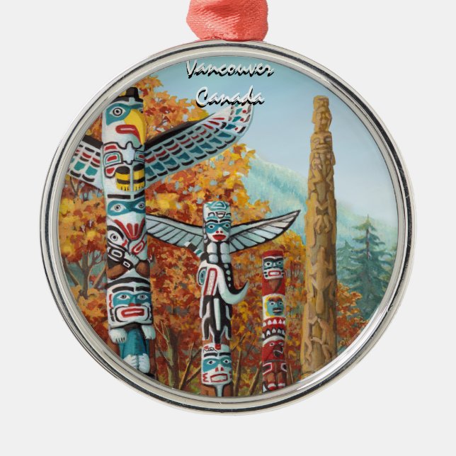 Souvenir för konst för Vancouver TotemPole prydnad Julgransprydnad Metall (Framsidan)