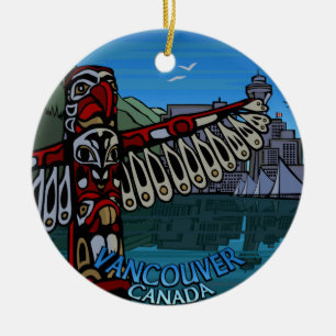 Souvenir för Vancouver Kanada TotemPole prydnad Julgransprydnad Keramik