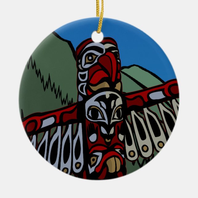 Souvenir för Vancouver Kanada TotemPole prydnad Julgransprydnad Keramik (Framsidan)