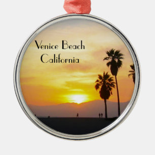 Souvenir för Venedig strandKalifornien solnedgån Julgransprydnad Metall