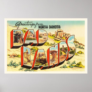 Souvenir för vintage resor för BadlandsNorth Poster