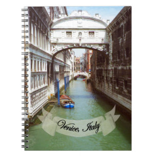 Souvenir från Venedigs Italien Bridge of Sighs Anteckningsbok Med Spiral