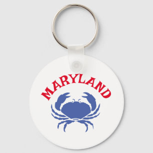 Souvenir Maryland Blue Crab Travel Rött vitt blått Nyckelring
