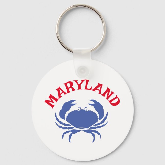 Souvenir Maryland Blue Crab Travel Rött vitt blått Nyckelring (Framsida)