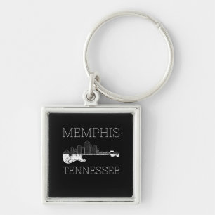 Souvenir Memphis Guitar Music Tennessee Memphis Fyrkantig Silverfärgad Nyckelring