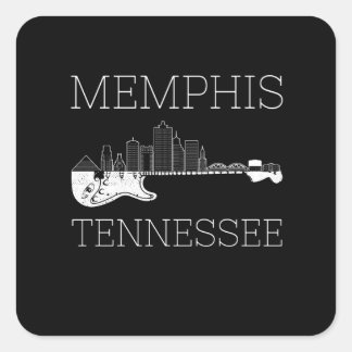 Souvenir Memphis Guitar Music Tennessee Memphis Fyrkantigt Klistermärke