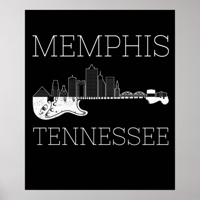 Souvenir Memphis Guitar Music Tennessee Memphis Poster (Framsidan)