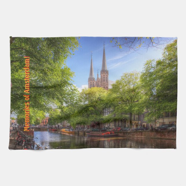 Souvenir of Amsterdam - De Krijtberg, Singel Canal Kökshandduk (Horisontell)