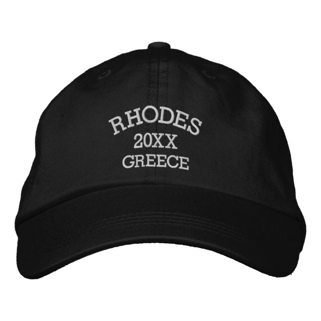 Souvenir of Rhodes Greece Embroized Baseball Cap Broderad Keps (Framsida)