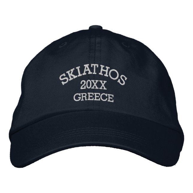 Souvenir of Skiathos Greece Broderad Keps (Framsida)