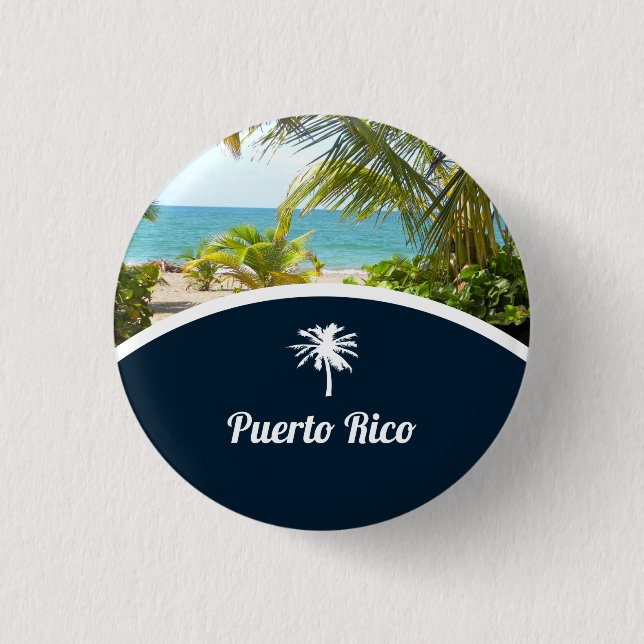 Souvenir: Puerto Rico strand: Klämma fast Knapp (Framsida)