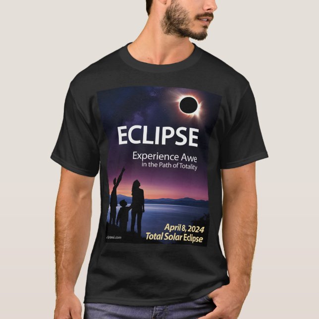 Souvenir T-Shirt för 8 april 2024 Total Eclipse (Framsida)