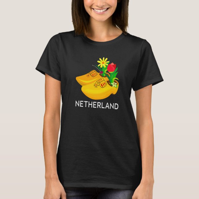 Souvenirer från Nederländerna Wooden Clogs Dutch S T Shirt (Framsida)