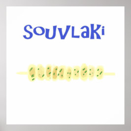souvlaki greek food-målning konst poster