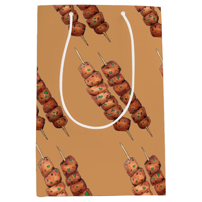 Souvlaki Kött Gris Skewer grekiska Fast Food Greec (Framsidan)