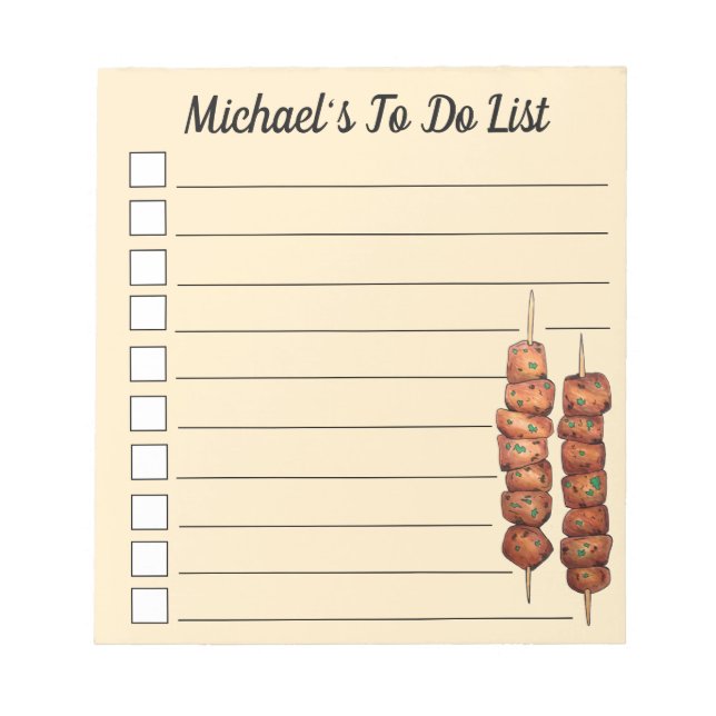 Souvlaki Kött Gris Skewer grekiska Fast Food Greec Anteckningsblock (Framsida)