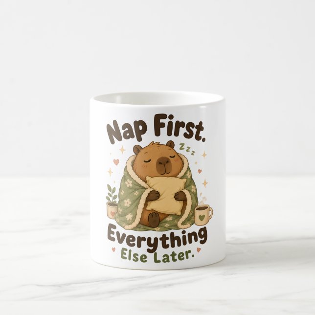 Sov Först Mysig Capybara Kawaii Kaffemugg (Center)