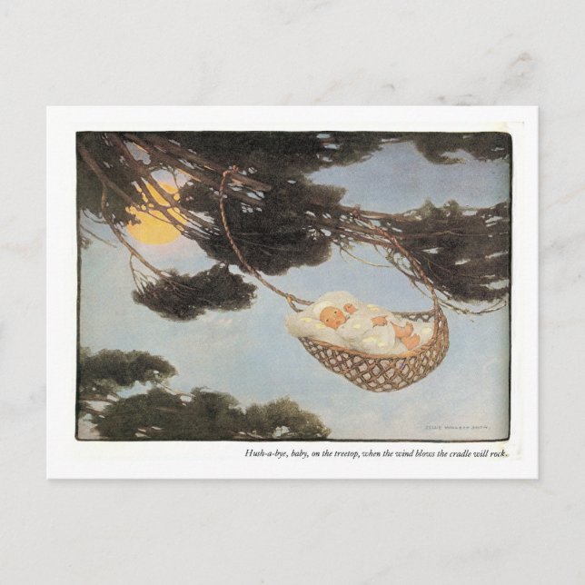 Sov Gömt, Bebis Vaggvisa Ny Bebis Meddelande Vykort (Framsida)