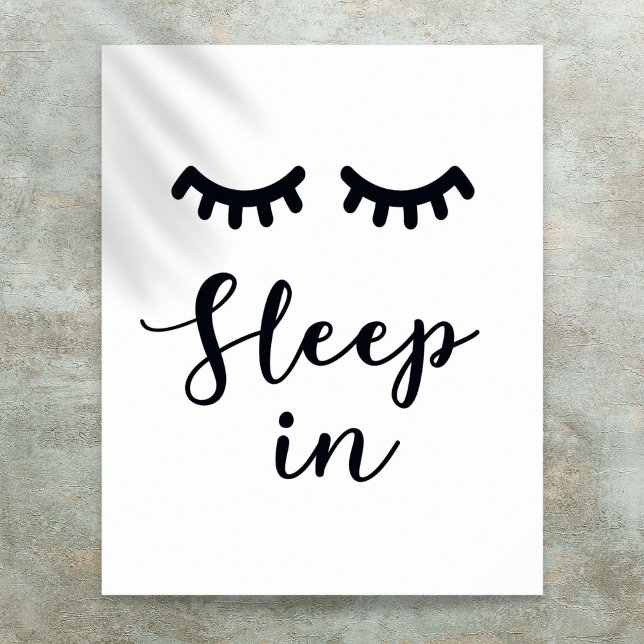 Sov i ögonfransar sovrum poster (Sleep in Eyelashes Black And White Bedroom Poster)
