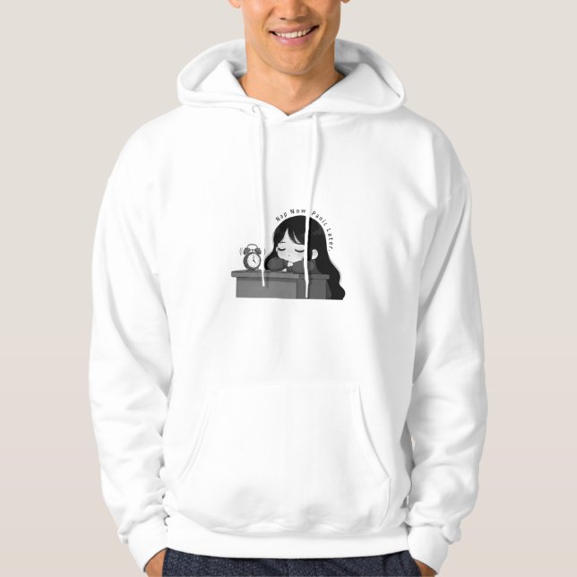 Sov Nu Panik Sen Relaterbar Chibi Flickillustratio Hoodie (Framsida)