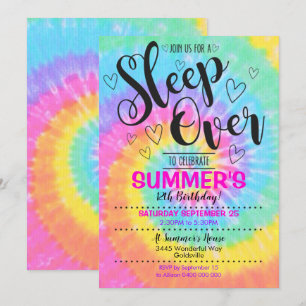 Sov över Party Tie Dye Inbjudan Slumber Party