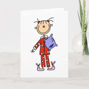 Sov över tjejen i hennes Pajamas-kort Kort