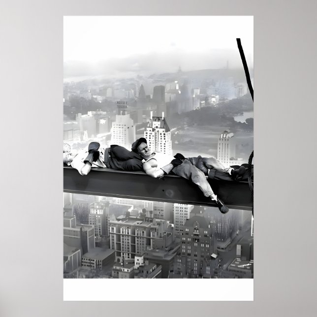 Sov på Bjälklagrets Balk Skyskrapa 30 Rockefeller Poster (Framsidan)