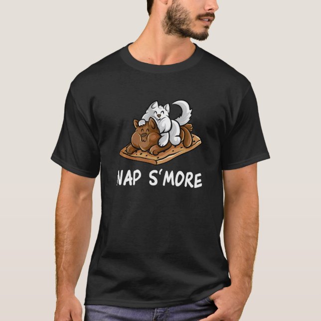 Sov S'more Marshmallow Camper Katt Camping Läggere T Shirt (Framsida)