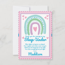 Sov under halv sömn över regnbåge tack kort