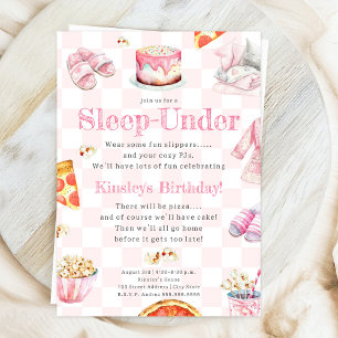 Sov under Pizza Party Girls-födelsedagen Inbjudningar