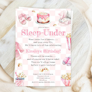 Sov under Snacks Party Girls födelsedag Inbjudningar