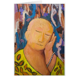 Sova Buddha (det lättrogna expressionismporträtt) Hälsningskort