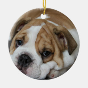 Sova bulldoggprydnaden julgransprydnad keramik