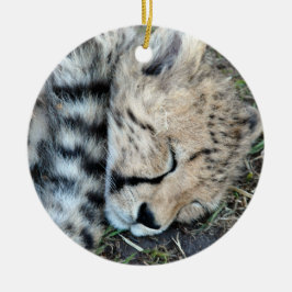 Sova Cheetahungefotoet Julgransprydnad Keramik