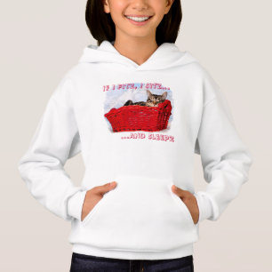 Sova den gråa Tabbykattungen i ljus röd basket T-shirt