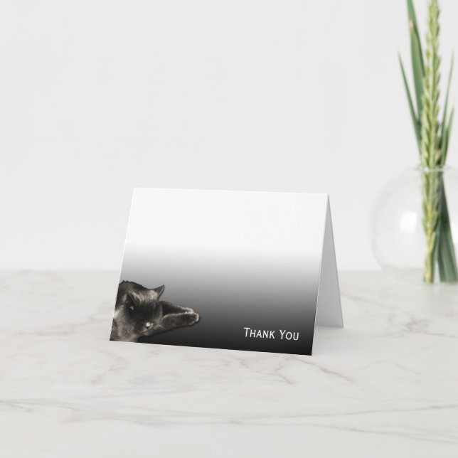 Sova den svart katten på svart lutning tack kort (Framsida)