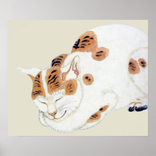 Sova det japanska trycket för kattkonstaffisch poster
