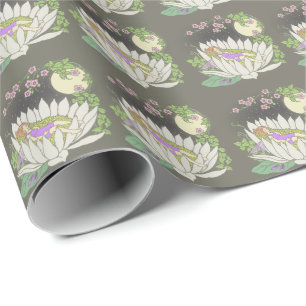 Sova felika månskenstjärnor för blomma presentpapper