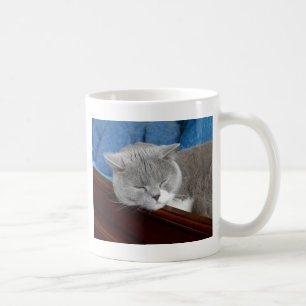 sova för grå färg- & vitkatt kaffemugg