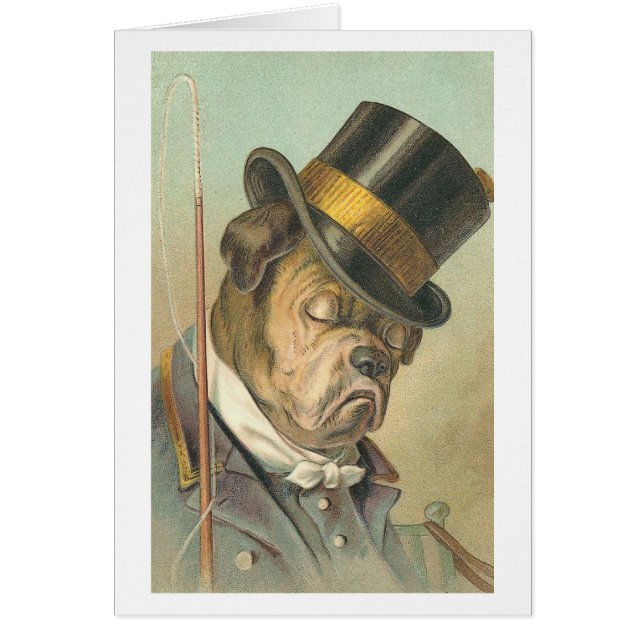 "Sova hund" vintageillustration Hälsningskort (Framsidan)