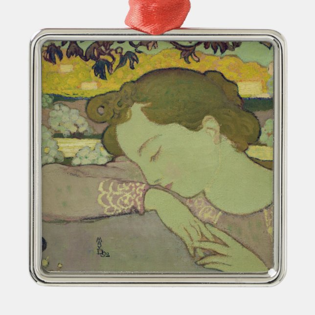 Sova kvinnan, 1892 julgransprydnad metall (Framsidan)