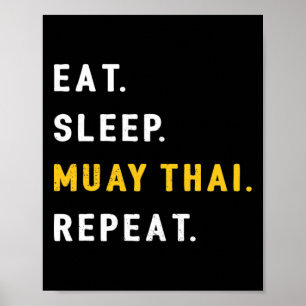 Sova Muay Thai Rolig Mma Kickboxning Äta Poster