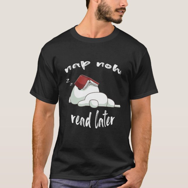 sova nu läsa senare sovande katt t shirt (Framsida)