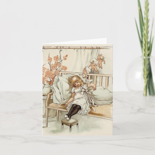 Sovande ängel och keruber tack kort (Framsida)