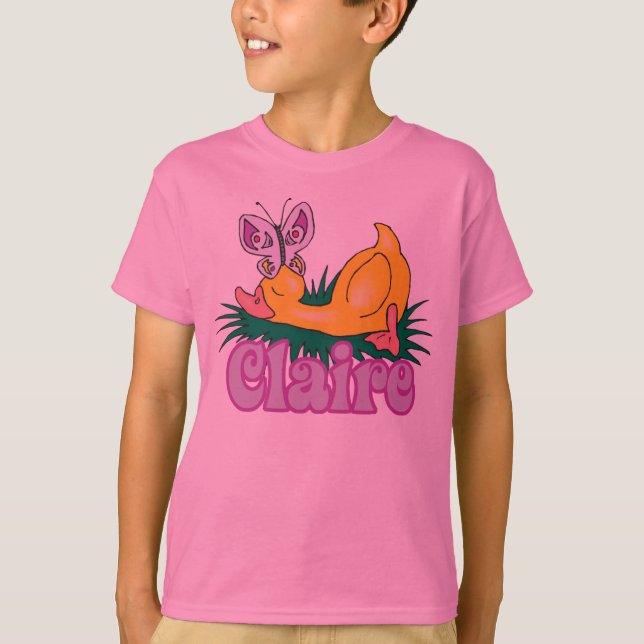 sovande anka med fjäril tee shirt (Framsida)