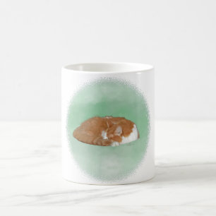 Sovande apelsinb katt kaffemugg
