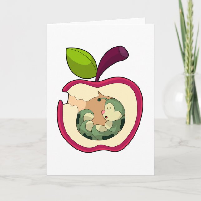 Sovande äpple larv kort (Framsida)