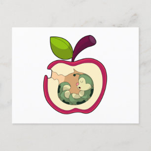 Sovande äpple med larv vykort